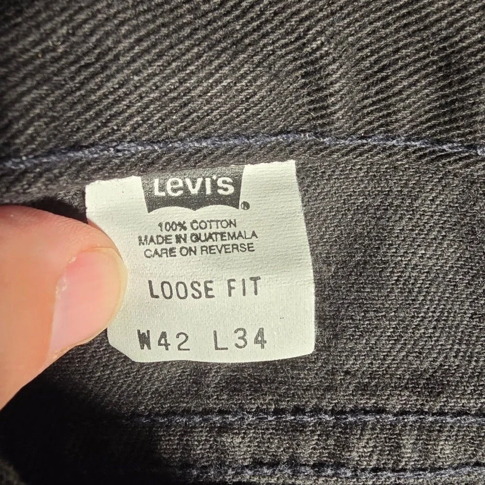 Y2K Levis 545 Baggy Fit Black Jeans Mens 42x34 Vntg Style Distressed Denim 967